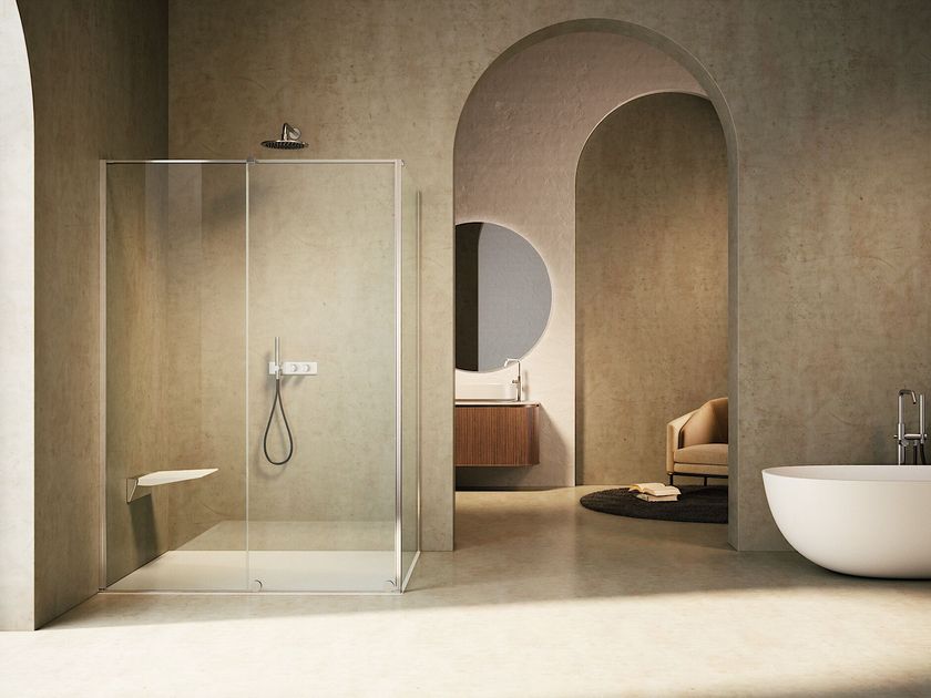 S-LITE SN1 + SW Corner glass shower cabin with sliding door By Provex ...