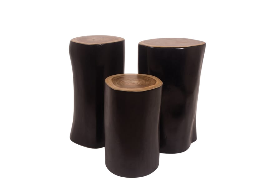 REMIX Round wooden garden side table By Il Giardino di Legno design
