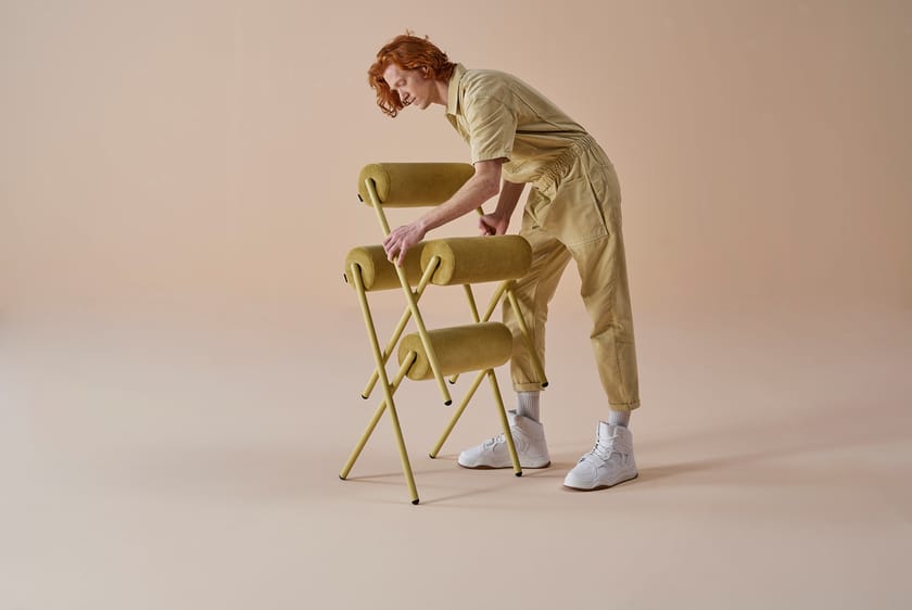 ROLL by Sancal - Sedia con cuscini cilindrici in pelle - 17