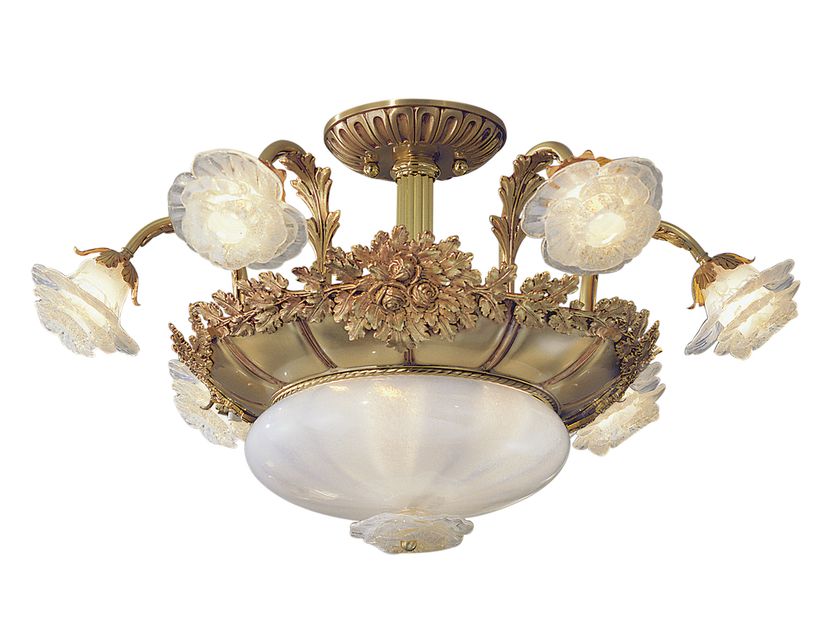 ROSE 701/6+2SF Semi flush oro francese con vetri By Possoni Illuminazione