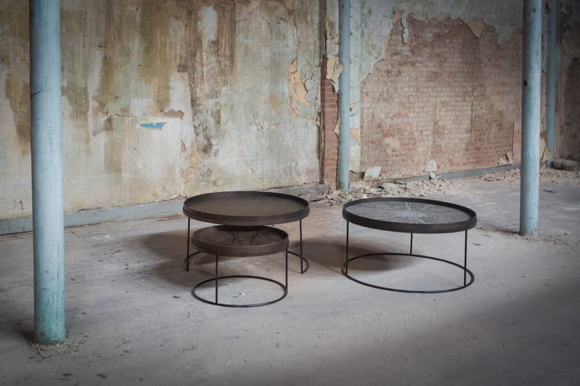 Round coffee table with tray ROUND TRAY TABLE SET LOW XL By Notre Monde