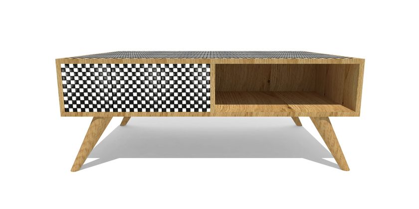 ROVERE MAIOLICATO Wooden coffee table with integrated magazine rack By ...