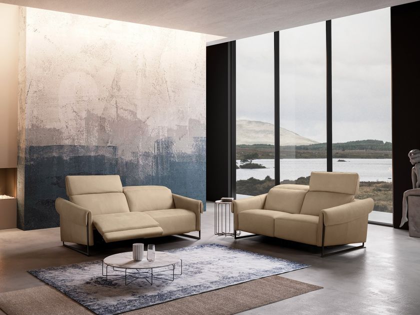 Recliner 3 seater leather sofa SELFIE By Max Divani