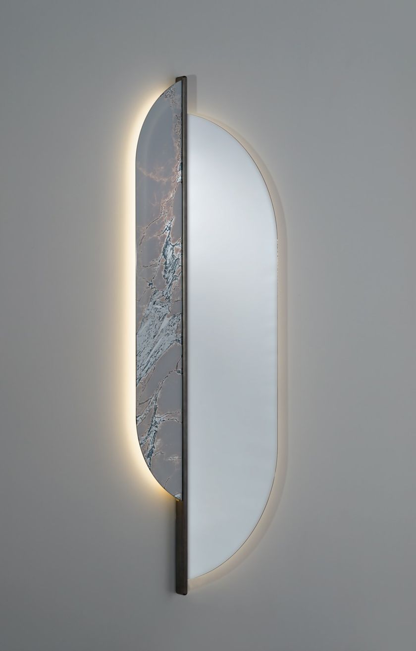 Wallmounted glass mirror with integrated lighting SHARED By Sicis