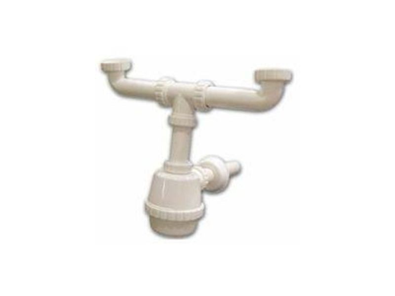 Kit Scarico Lavello Cucina Con 2 Vasche, Sifone Tubolare Salvaspazio - Foto 3