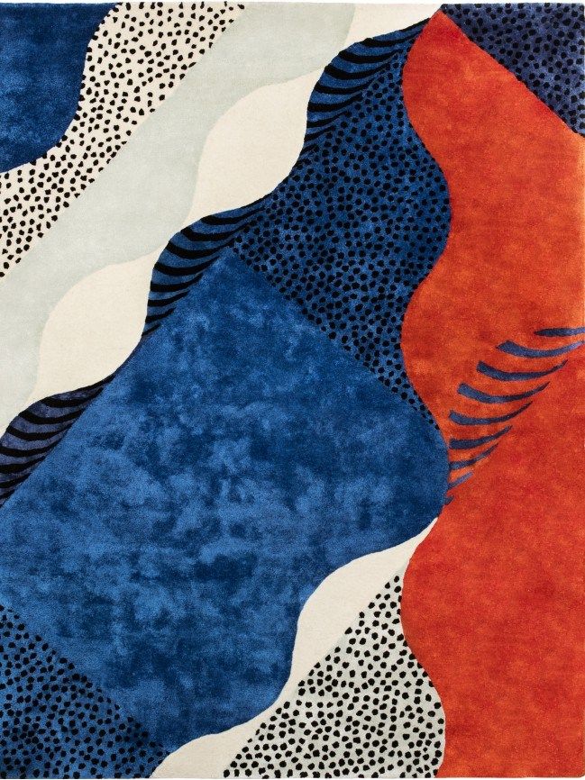 Handmade rectangular rug SILKSCREEN By Moustache