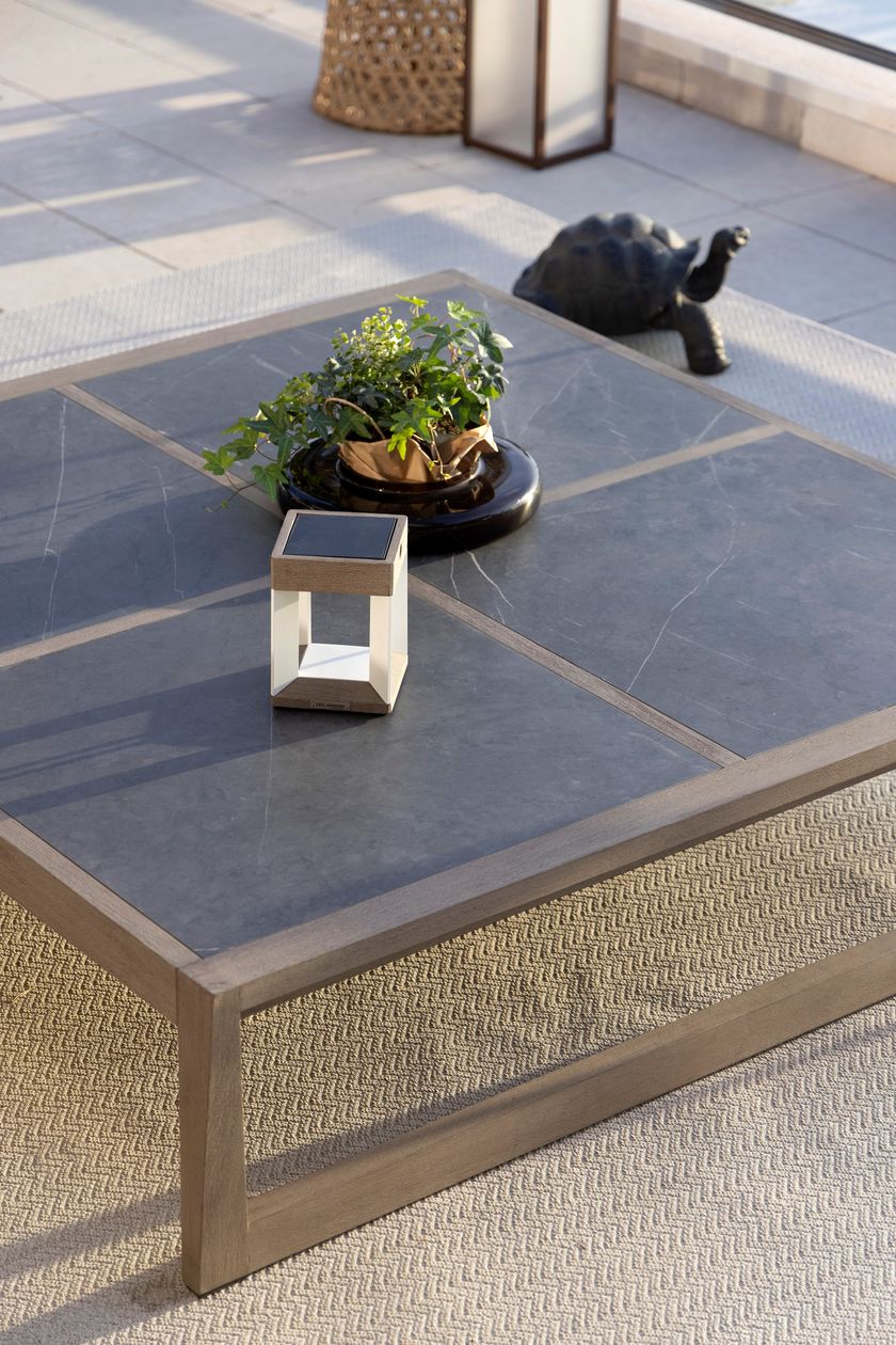 SKAAL Rectangular low ceramic garden side table By Les Jardins