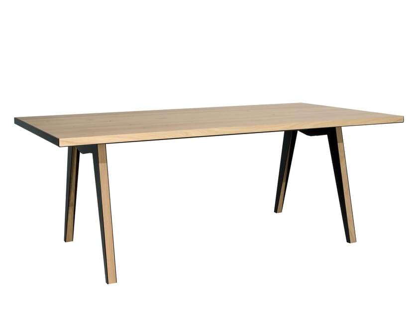Rectangular steel and wood table SKIN By Colico design Giovanna Azzarello