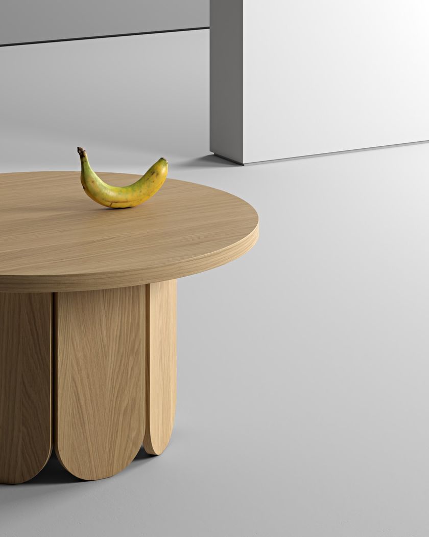SOFT Round wood veneer coffee table By Woodman