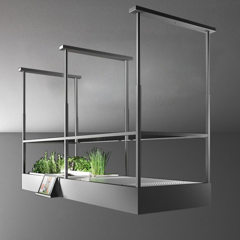 Stainless steel island hood with activated carbon filters with