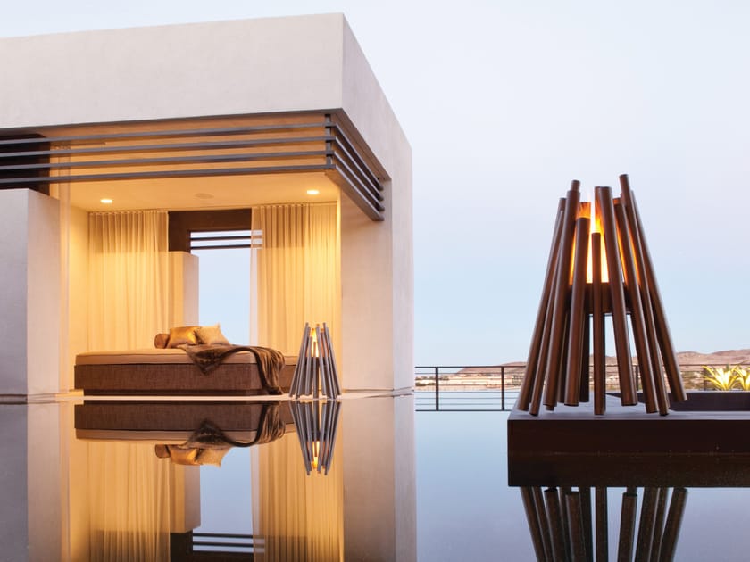 Outdoor freestanding bioethanol stainless steel fireplace STIX By