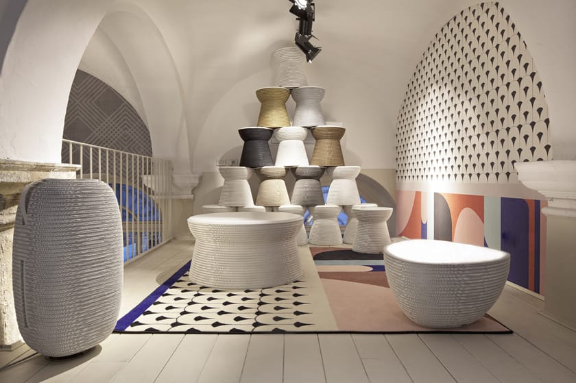 Kraft paper floor lamp / coffee table STONE LUCE By Staygreen design