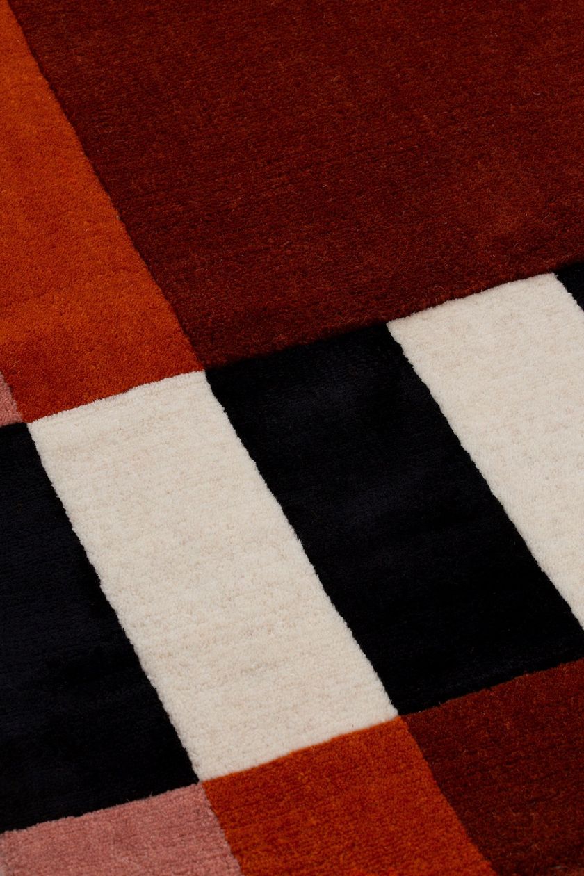 STRICT RAYURES by cc-tapis - Tappeto tessuto a mano in cotone, lana e seta di bambù - 9