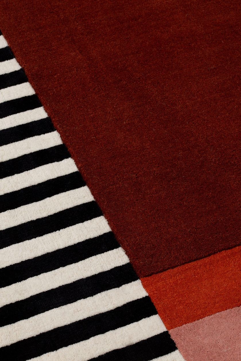 STRICT RAYURES by cc-tapis - Tappeto tessuto a mano in cotone, lana e seta di bambù - 8