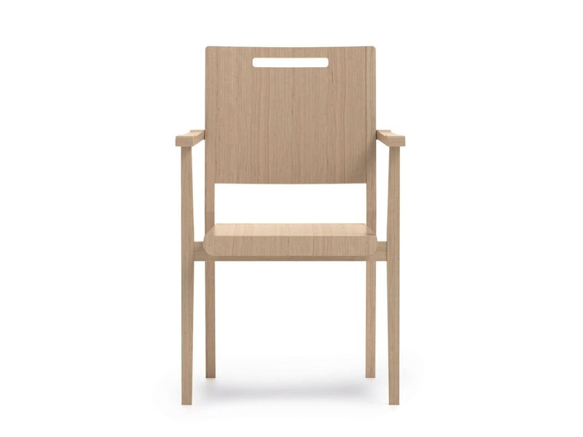 SWING - HEALTH & CARE Stackable beech chair with armrests By PIAVAL