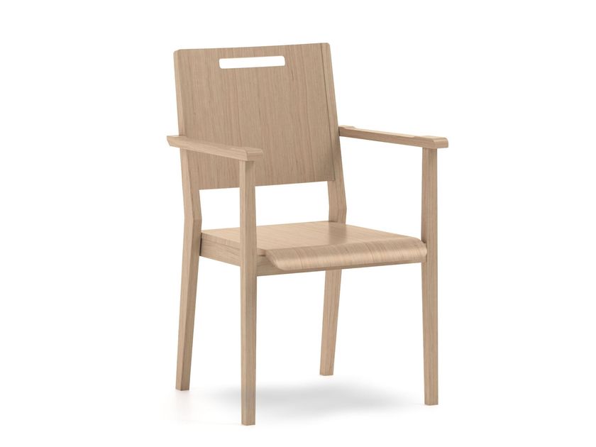 SWING - HEALTH & CARE Stackable beech chair with armrests By PIAVAL