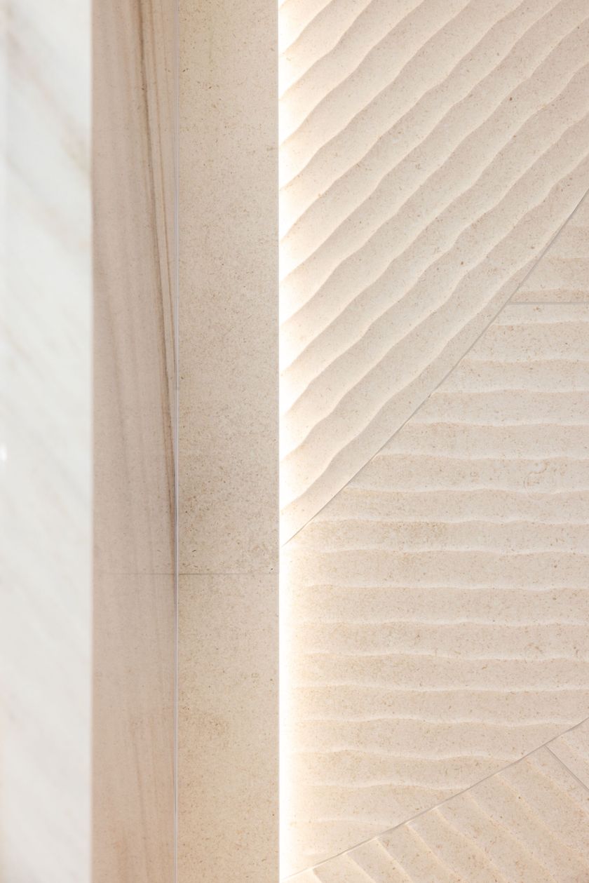 CREMA NEVE - RILIEVO VELO by Sapienstone - Rivestimento in gres porcellanato effetto pietra - 6