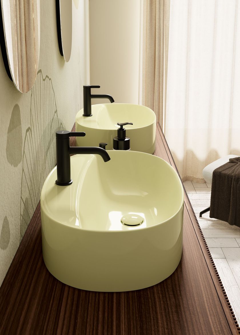 PICTURE Wall-mounted double vanity unit By Scarabeo Ceramiche