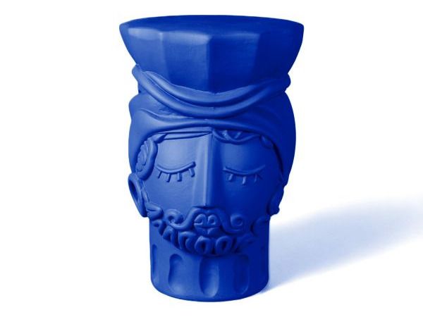TERRACOTTA STOOL TESTA DI MORO MAN BLUE