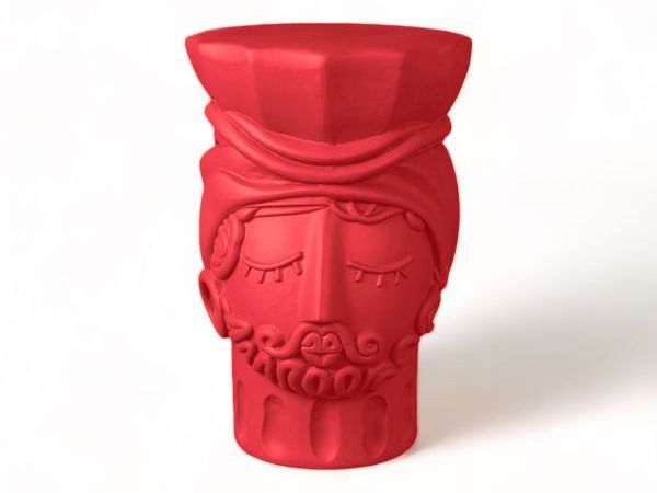TERRACOTTA STOOL TESTA DI MORO MAN PINK BOUGAINVILLEA