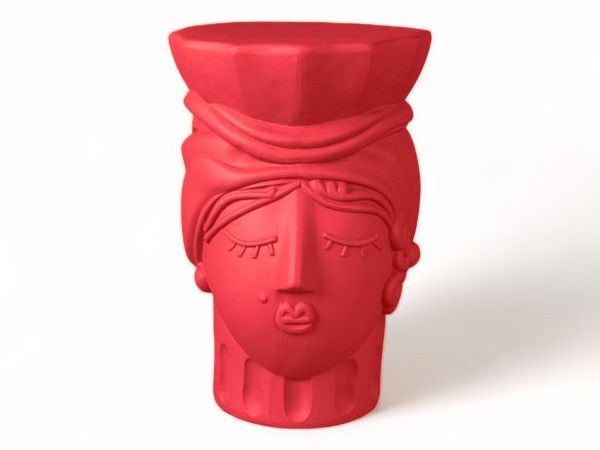 TERRACOTTA STOOL TESTA DI MORO WOMAN  PINK BOUGAINVILLEA