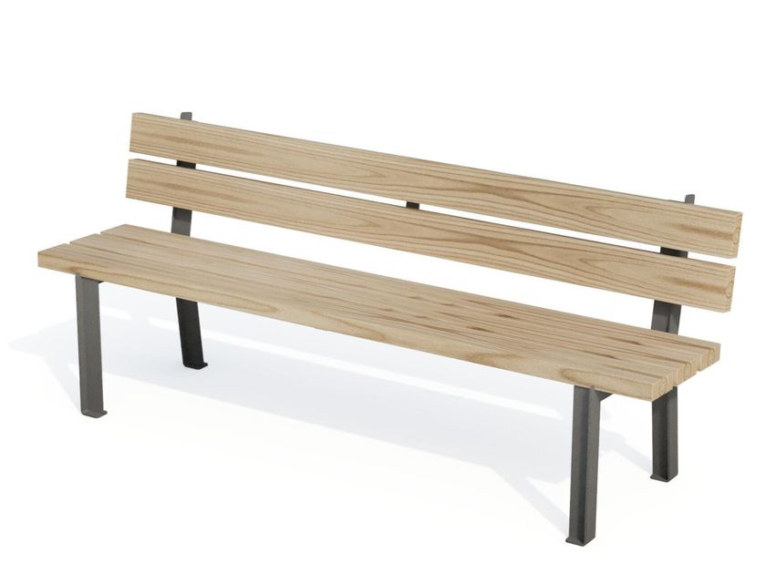PARK WOOD Wooden bench with back By Studio Città