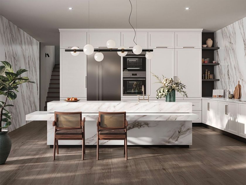 Visual Reference: Sustainable Calacatta Recycled Material Wall Floor Tiles With Marble