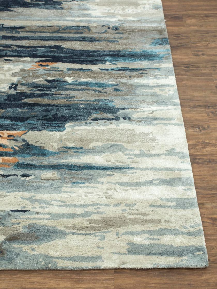 Handmade rectangular rug TAQ-4305 Ashwood/Skyline Blue By Jaipur Rugs
