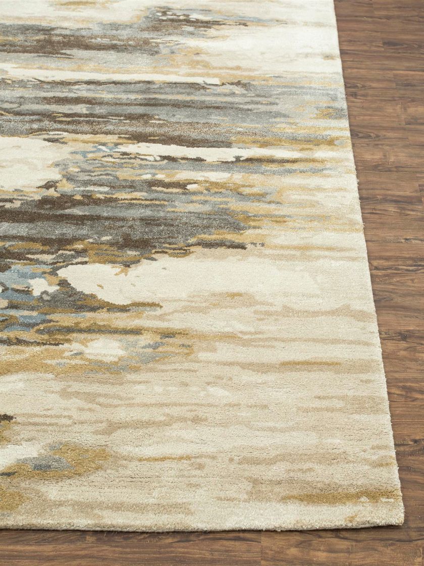 Handmade rectangular rug TAQ-4305 White/Medium Gray By Jaipur Rugs