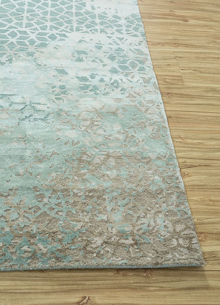 Handmade rectangular rug TATTVAM ESK-9012 Light Sea Mist/Dark Ivo ...