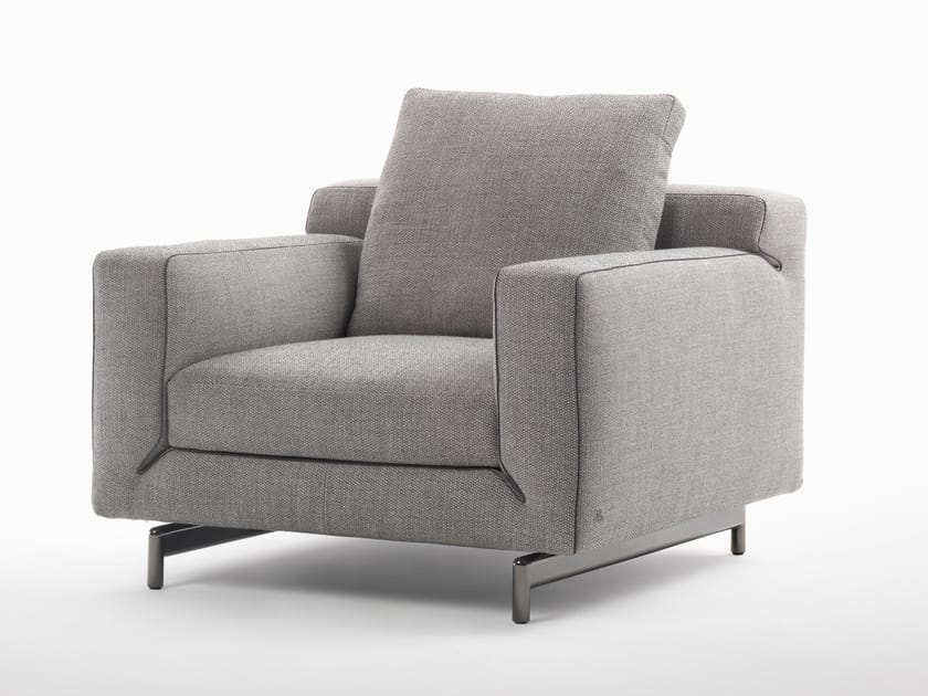 Fabric armchair with removable cover with armrests TAYLOR Fabric