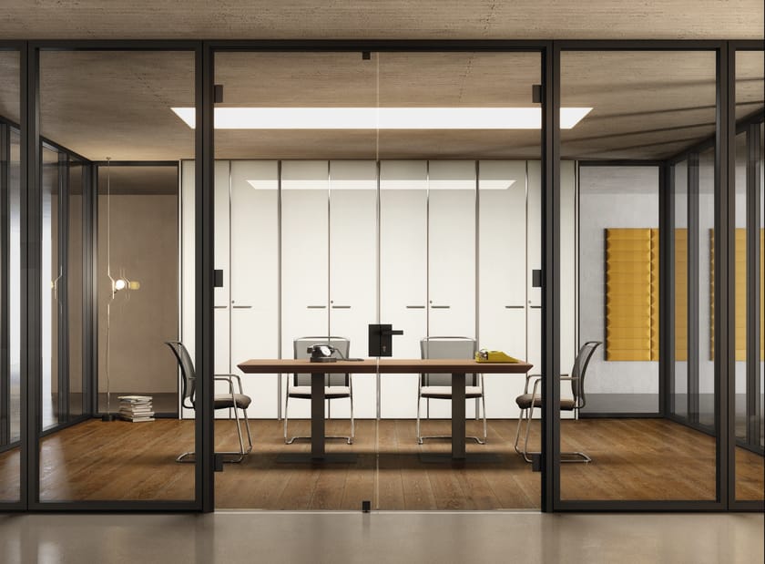 TECNA by Styloffice - Parete divisoria per ufficio in vetro e legno - 9