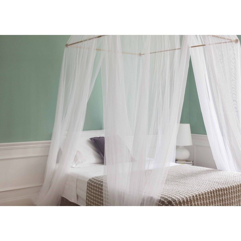Zanzariera A Baldacchino Cotton Loft 4 Montanti | Bianco | Per Letti | Poliestere | 213x193x243 Cm - Foto 7