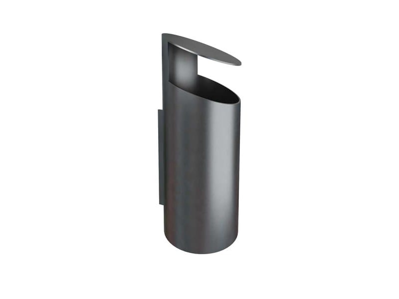 Wallmounted outdoor stainless steel litter bin with lid TUBO KZ By