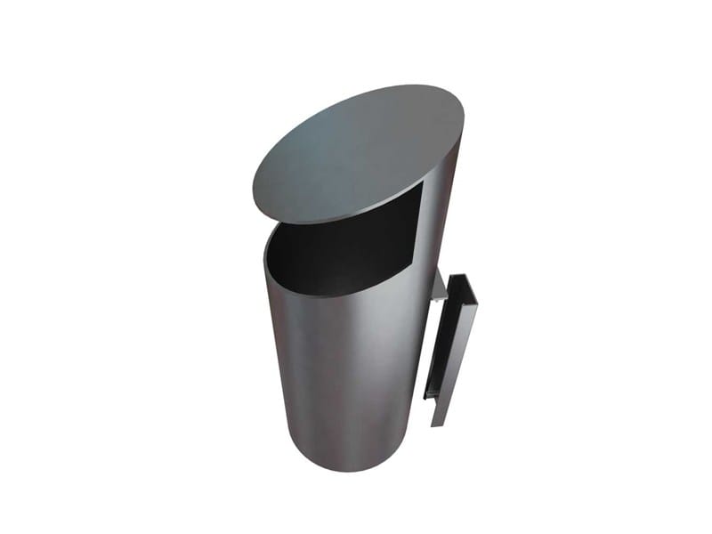 Wallmounted outdoor stainless steel litter bin with lid TUBO KZ By