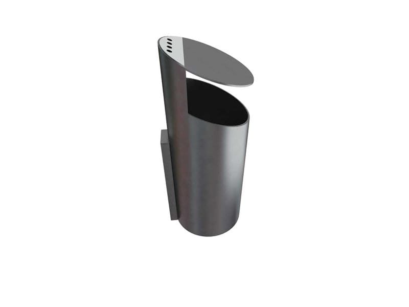 Wallmounted outdoor stainless steel litter bin with lid TUBO KZ By