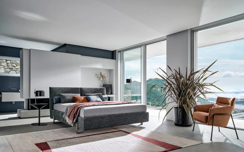 BOOK by Twils - Letto matrimoniale in tessuto con testiera imbottita - 9