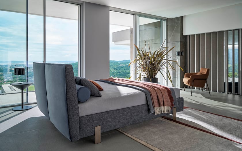 BOOK by Twils - Letto matrimoniale in tessuto con testiera imbottita - 11