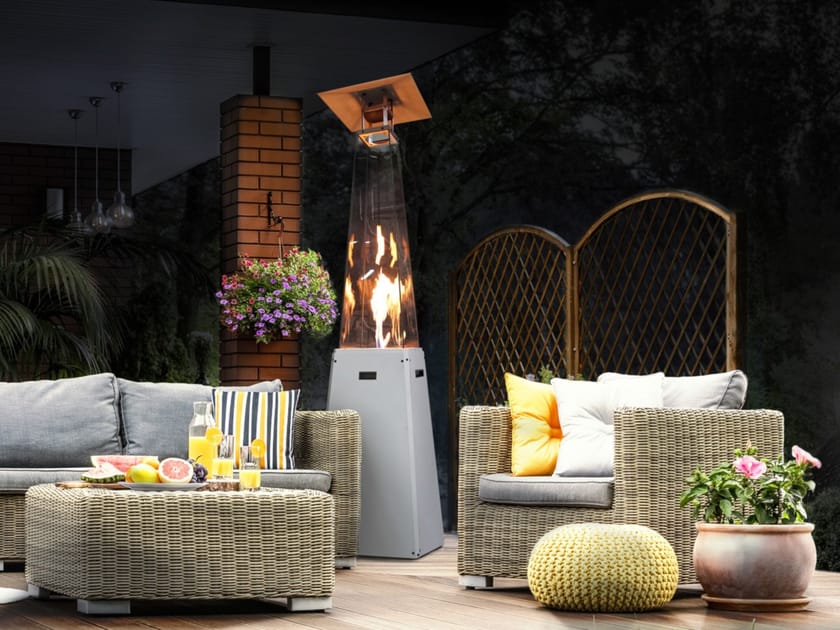 UMBRELLA Gas outdoor freestanding steel fireplace By Kratki