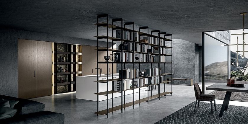 UNLIMITED Open floor-ceiling mounted bookcase By MODULNOVA | design ...