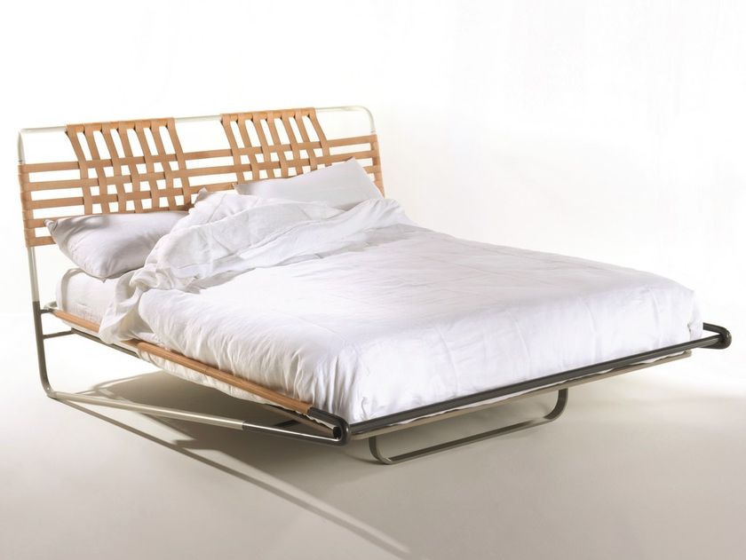 Letto Matrimoniale In Tubolare Di Ferro E Cuoio URBINO By Barel Design 