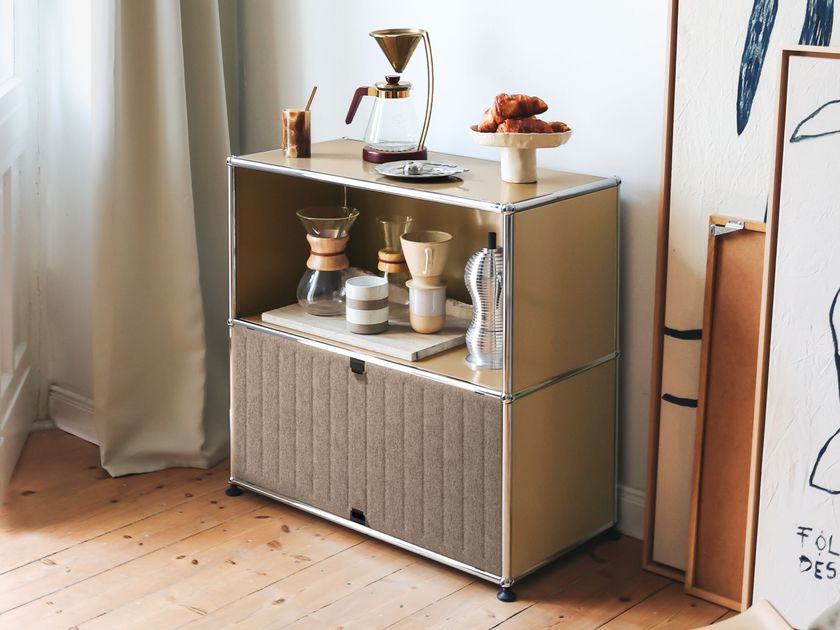 USM HALLER SOFT PANEL - TAUPE Sectional steel bookcase By USM