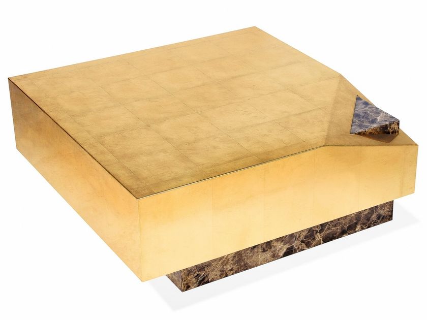 VAZ Low square wooden coffee table with Emperador marble base By ROYAL ...