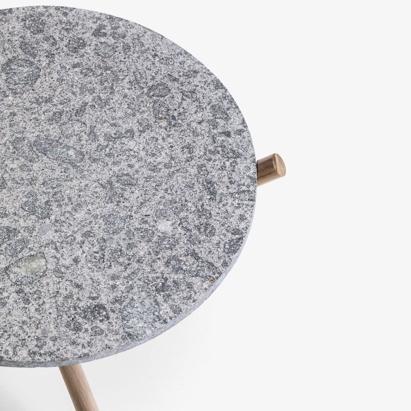 NATURAM Round peperino garden side table By VELTHA®