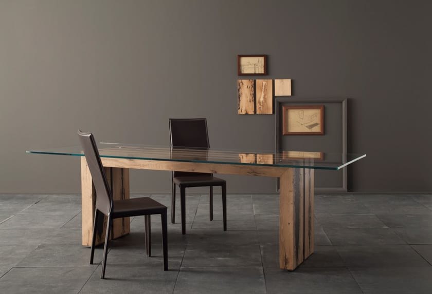 VERO | Tavolo by INTERNA8 - Tavolo rettangolare in legno e vetro - 2