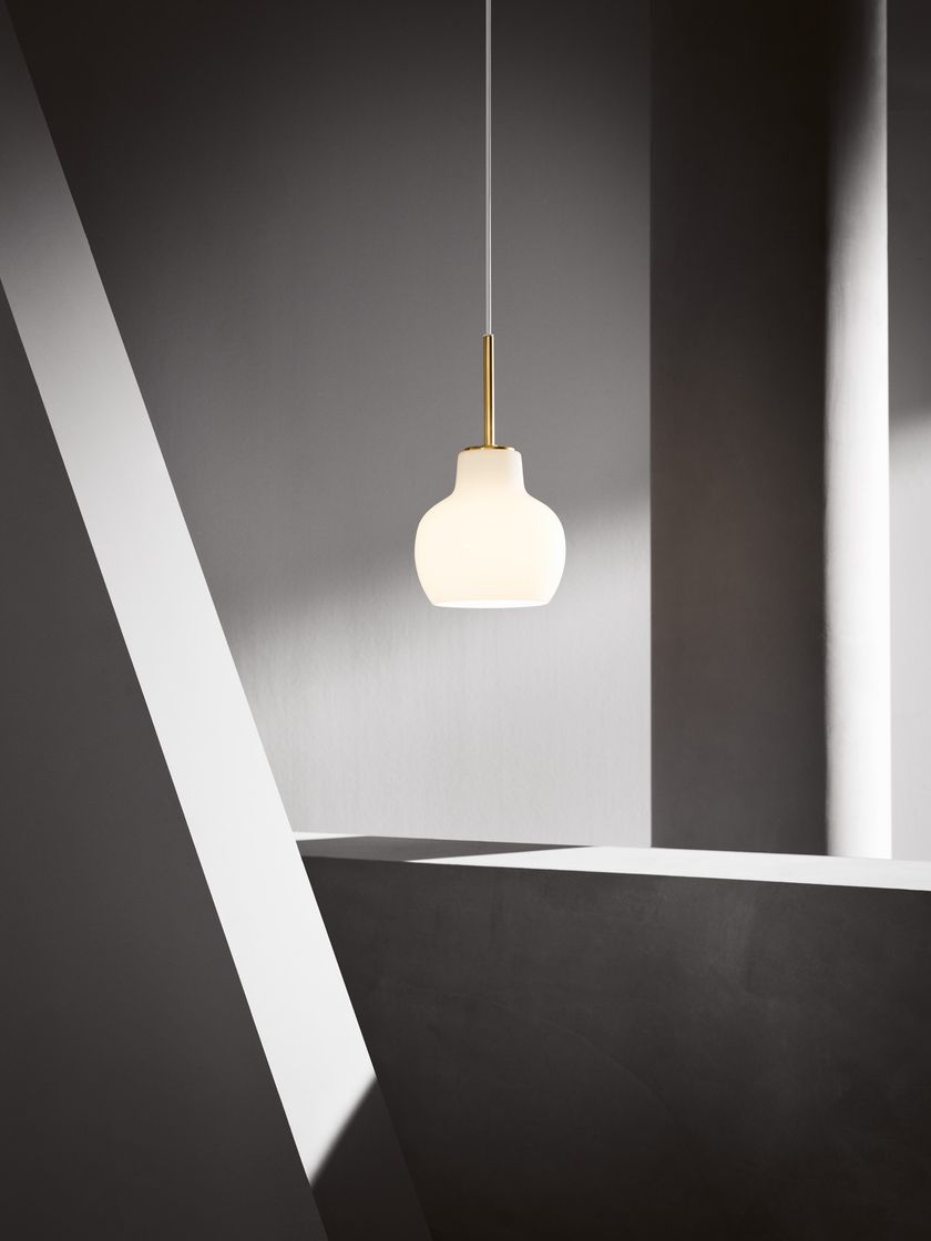 Lampada Sospesa In Vetro Bianco E Ottone - Perfetta Per Salotti, Camere E Uffici