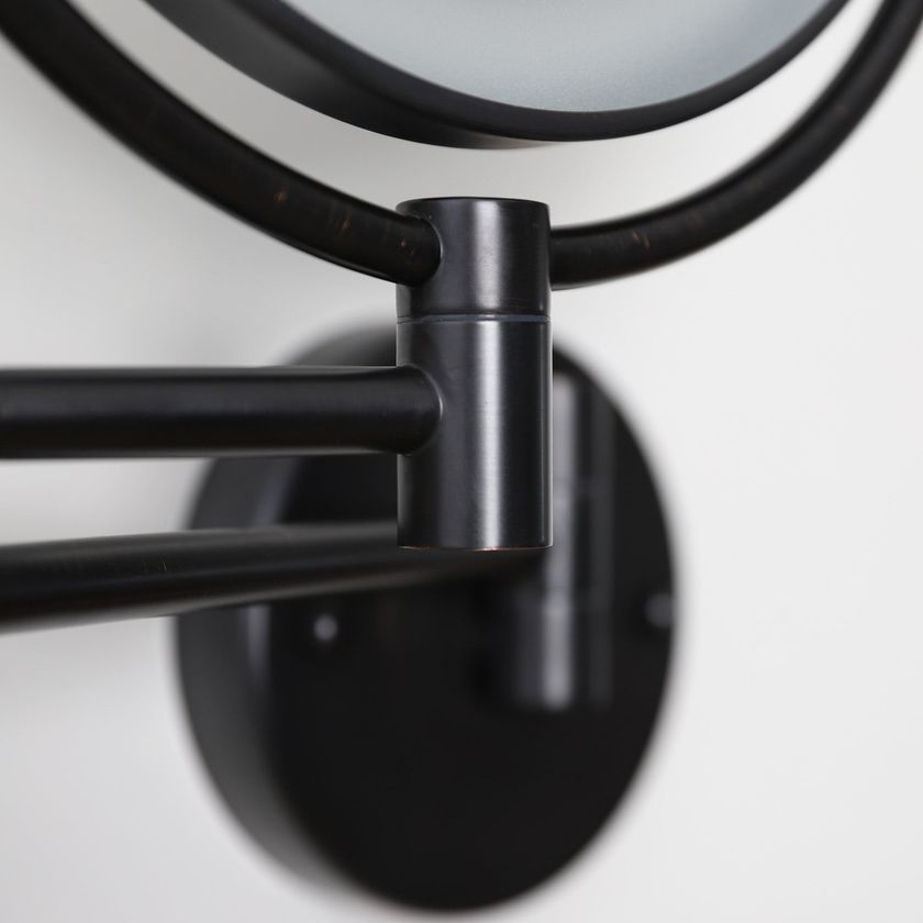 VOGUE Contemporary style round wall-mounted shaving mirror with integrated lighting By LUSSO
