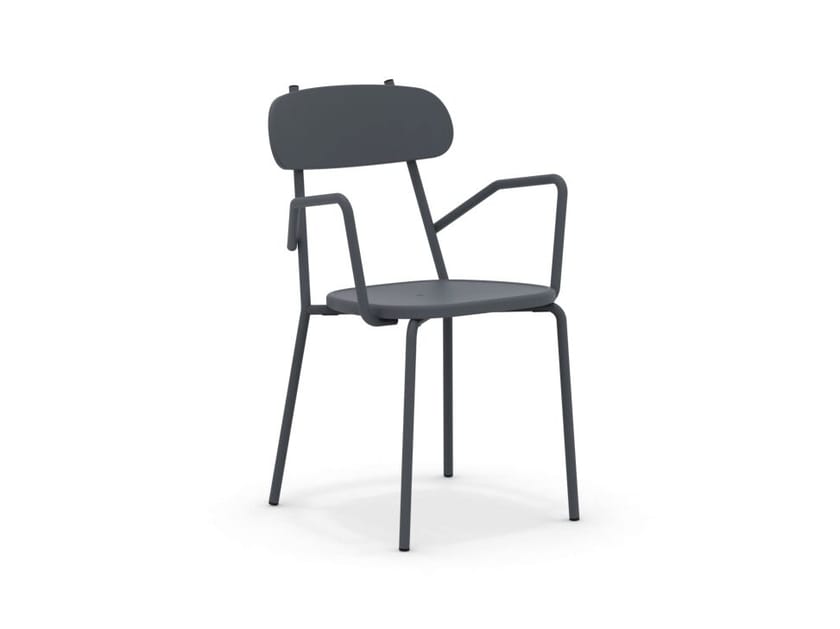FOX Stackable metal garden chair with armrests By Vermobil