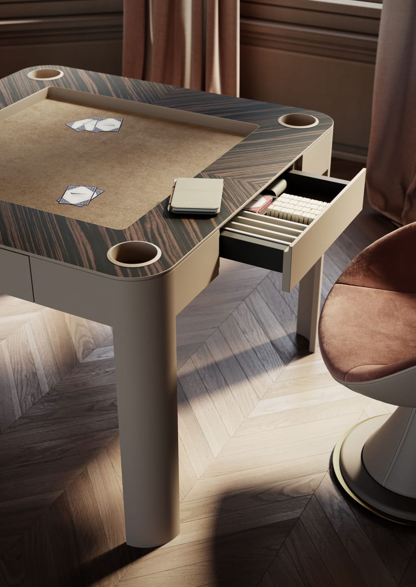 ENIGMA by Vismara Design - Tavolo da backgammon quadrato in legno - 14