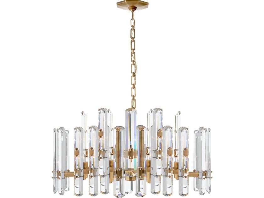 BONNINGTON Large Chandelier in Polished Nickel with Crystal By Visual Comfort Europe